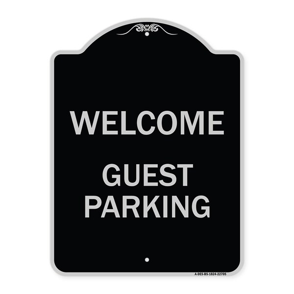 Welcome Guest Parking Heavy-Gauge Aluminum Architectural Sign, 24" x 18", BS-1824-22705